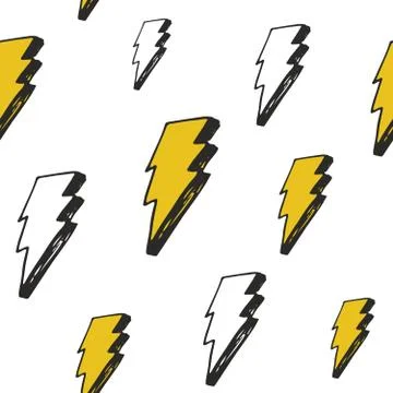 Lightning seamless pattern vector illustration. Hand drawn sketched doodle li 스톡 일러스트