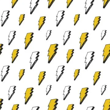 Lightning seamless pattern vector illustration. Hand drawn sketched doodle li Stock Illustration