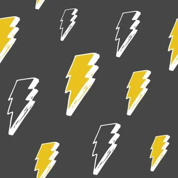 Lightning seamless pattern vector illustration. Hand drawn sketched doodle li Stock Illustration