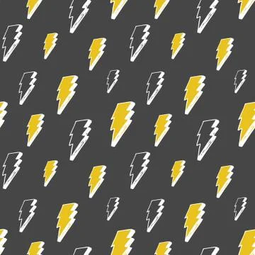Lightning seamless pattern vector illustration. Hand drawn sketched doodle li Stock Illustration