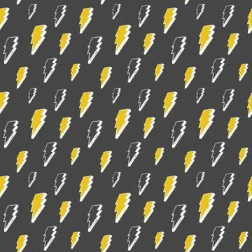 Lightning seamless pattern vector illustration. Hand drawn sketched doodle li Stock Illustration