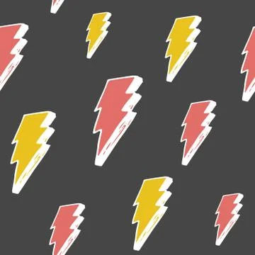 Lightning seamless pattern vector illustration. Hand drawn sketched doodle li Stock Illustration