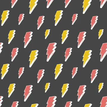Lightning seamless pattern vector illustration. Hand drawn sketched doodle li 库存插图