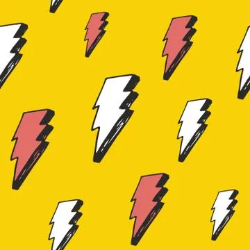 Lightning seamless pattern vector illustration. Hand drawn sketched doodle li Stock Illustration