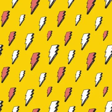 Lightning seamless pattern vector illustration. Hand drawn sketched doodle li Stock Illustration