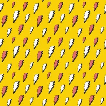 Lightning seamless pattern vector illustration. Hand drawn sketched doodle li Stock Illustration