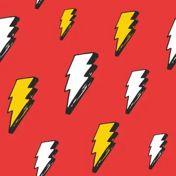Lightning seamless pattern vector illustration. Hand drawn sketched doodle li 스톡 일러스트