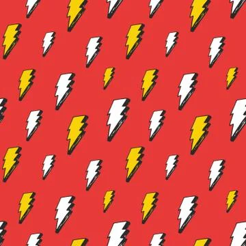 Lightning seamless pattern vector illustration. Hand drawn sketched doodle li Stock Illustration