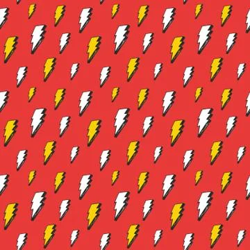 Lightning seamless pattern vector illustration. Hand drawn sketched doodle li Stock Illustration