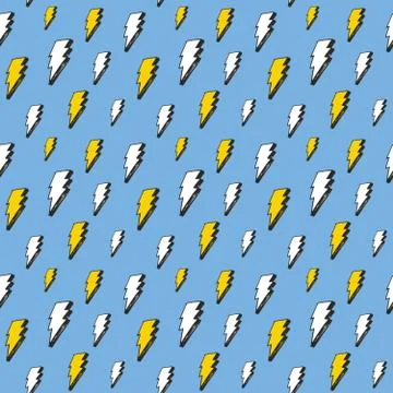 Lightning seamless pattern vector illustration. Hand drawn sketched doodle li Stock Illustration
