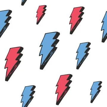 Lightning seamless pattern vector illustration. Hand drawn sketched doodle li Stock Illustration
