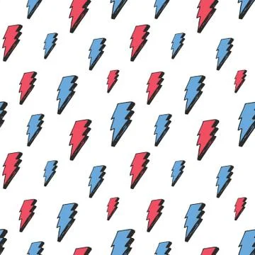 Lightning seamless pattern vector illustration. Hand drawn sketched doodle li Stock Illustration