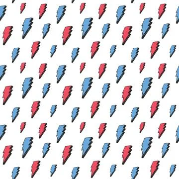 Lightning seamless pattern vector illustration. Hand drawn sketched doodle li Stock Illustration