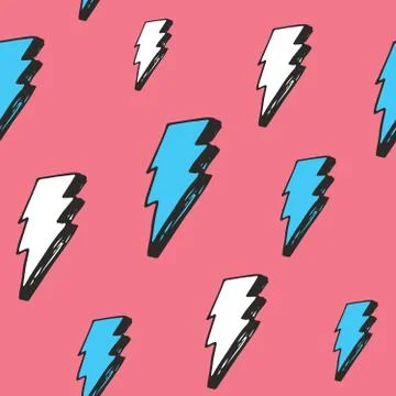 Lightning seamless pattern vector illustration. Hand drawn sketched doodle li Stock Illustration
