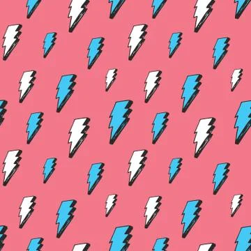 Lightning seamless pattern vector illustration. Hand drawn sketched doodle li Stock Illustration