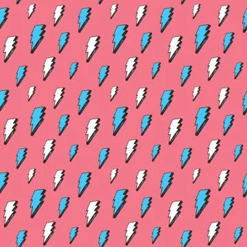 Lightning seamless pattern vector illustration. Hand drawn sketched doodle li 스톡 일러스트