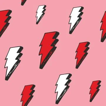 Lightning seamless pattern vector illustration. Hand drawn sketched doodle li 스톡 일러스트