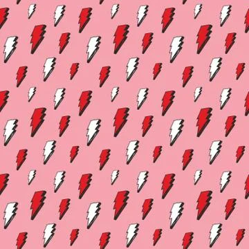 Lightning seamless pattern vector illustration. Hand drawn sketched doodle li Stock Illustration