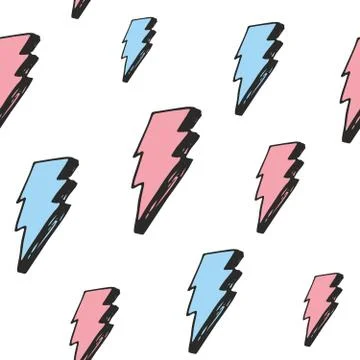 Lightning seamless pattern vector illustration. Hand drawn sketched doodle li Stock Illustration