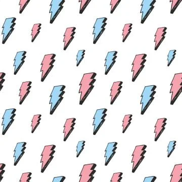 Lightning seamless pattern vector illustration. Hand drawn sketched doodle li Stock Illustration