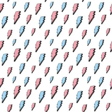 Lightning seamless pattern vector illustration. Hand drawn sketched doodle li Illustrazione stock