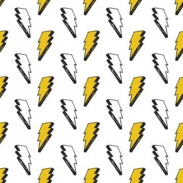 Lightning seamless pattern vector illustration. Hand drawn sketched doodle li 库存插图