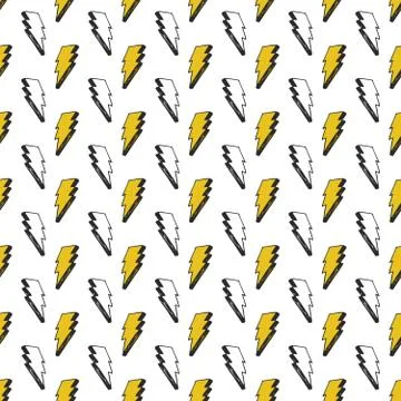 Lightning seamless pattern vector illustration. Hand drawn sketched doodle li Stock Illustration