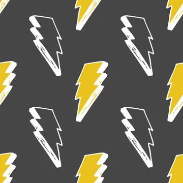 Lightning seamless pattern vector illustration. Hand drawn sketched doodle li Stock Illustration