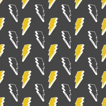Lightning seamless pattern vector illustration. Hand drawn sketched doodle li 스톡 일러스트