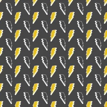 Lightning seamless pattern vector illustration. Hand drawn sketched doodle li Stock Illustration