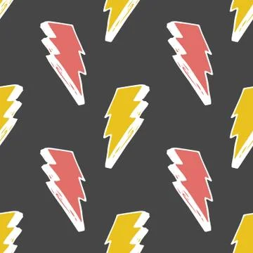 Lightning seamless pattern vector illustration. Hand drawn sketched doodle li Stock Illustration