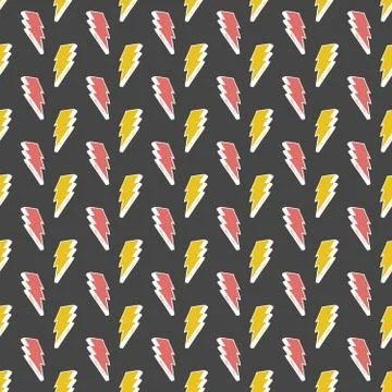 Lightning seamless pattern vector illustration. Hand drawn sketched doodle li Stock Illustration