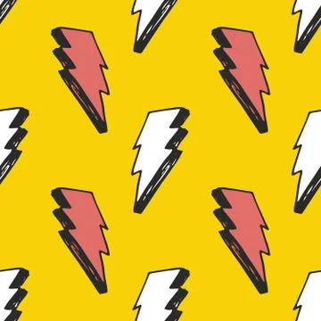 Lightning seamless pattern vector illustration. Hand drawn sketched doodle li 스톡 일러스트