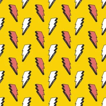 Lightning seamless pattern vector illustration. Hand drawn sketched doodle li Stock Illustration