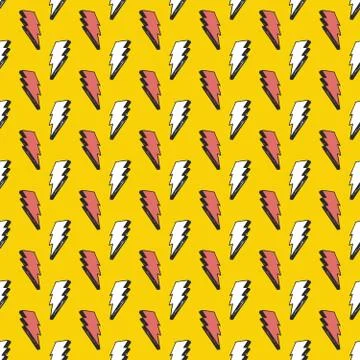 Lightning seamless pattern vector illustration. Hand drawn sketched doodle li Stock Illustration
