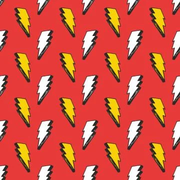Lightning seamless pattern vector illustration. Hand drawn sketched doodle li Stock Illustration
