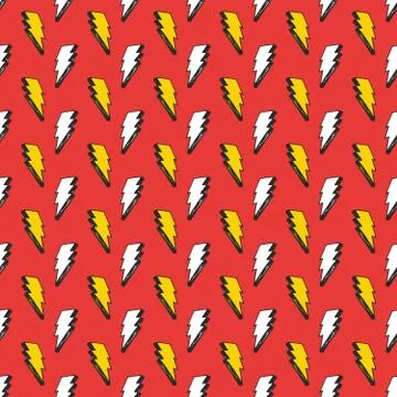 Lightning seamless pattern vector illustration. Hand drawn sketched doodle li Stock Illustration