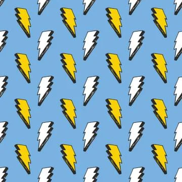 Lightning seamless pattern vector illustration. Hand drawn sketched doodle li 스톡 일러스트