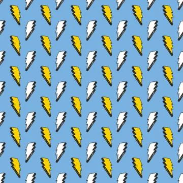 Lightning seamless pattern vector illustration. Hand drawn sketched doodle li 库存插图