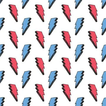 Lightning seamless pattern vector illustration. Hand drawn sketched doodle li Stock Illustration