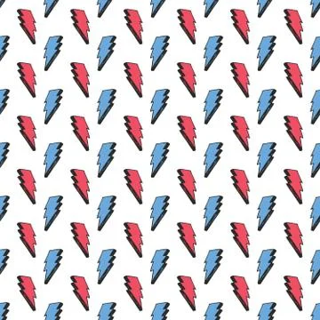 Lightning seamless pattern vector illustration. Hand drawn sketched doodle li Stock Illustration