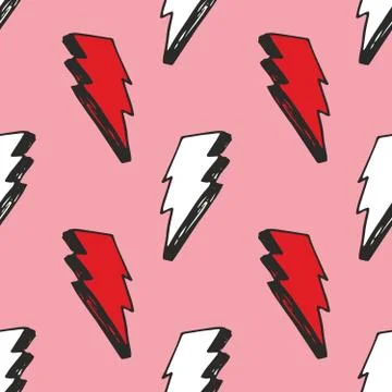 Lightning seamless pattern vector illustration. Hand drawn sketched doodle li Stock Illustration