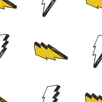 Lightning seamless pattern vector illustration. Hand drawn sketched doodle li Stock Illustration