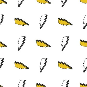 Lightning seamless pattern vector illustration. Hand drawn sketched doodle li Stock Illustration