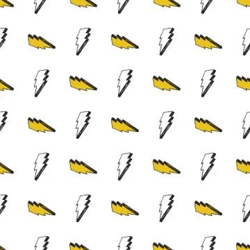 Lightning seamless pattern vector illustration. Hand drawn sketched doodle li Illustrazione stock
