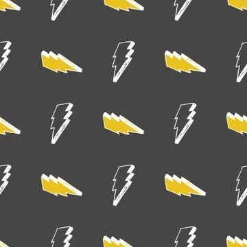 Lightning seamless pattern vector illustration. Hand drawn sketched doodle li Stock Illustration