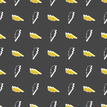 Lightning seamless pattern vector illustration. Hand drawn sketched doodle li Stock Illustration