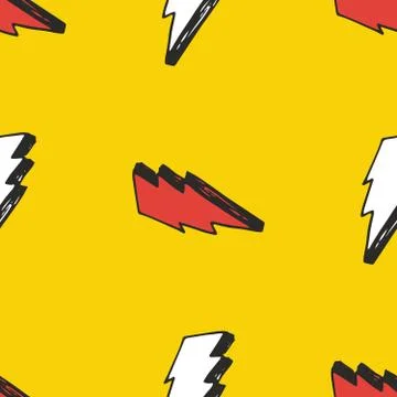 Lightning seamless pattern vector illustration. Hand drawn sketched doodle li Stock Illustration