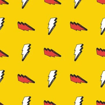 Lightning seamless pattern vector illustration. Hand drawn sketched doodle li Stock Illustration