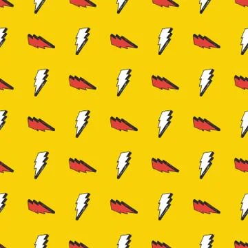 Lightning seamless pattern vector illustration. Hand drawn sketched doodle li Stock Illustration
